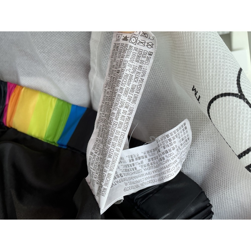 Polaroid Windbreaker Jacket Women Medium Black Yellow Retro Rainbow Excellent - Picture 6 of 7